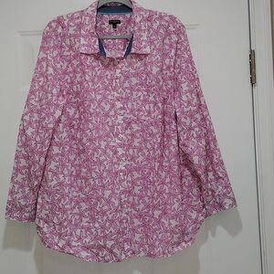 Talbots Starfish Button Blouse Cotton Roll Tab Sleeves Plus 3X